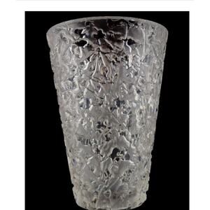 Vintage Engraved Crystal Textured Art Vase